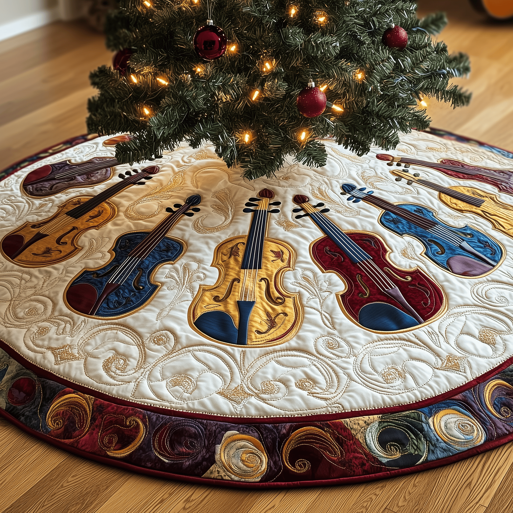 Joyful Violin Quilted Tree Skirt Thoughtful Valentine�s Day Gift Merch