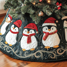 Christmas Penguin Quilted Tree Skirt Festive Tree Skirt Gift Choice