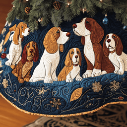 Joyful Basset Hound Quilted Tree Skirt Best Gift Merch For Him