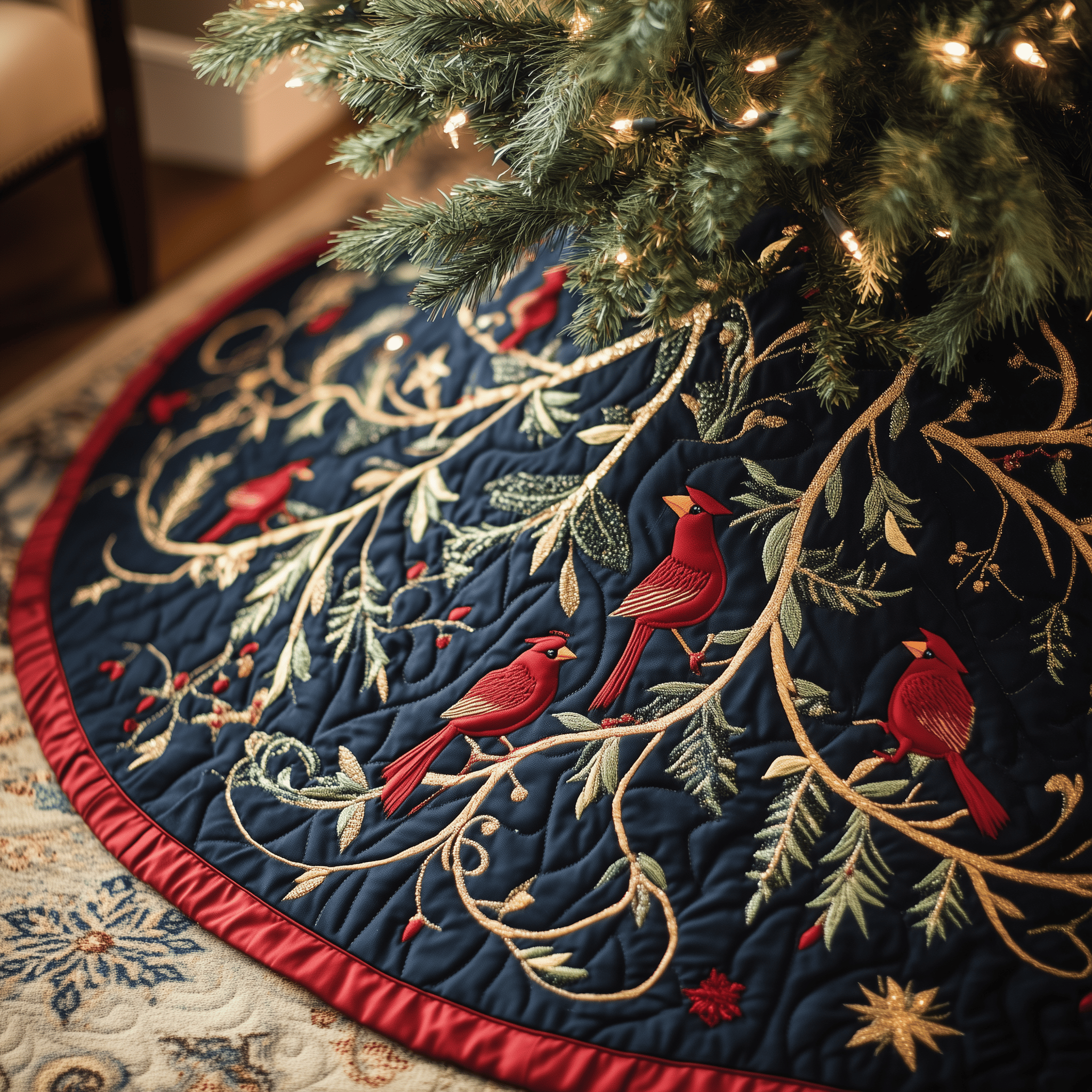 Red Cardinal Quilted Tree Skirt Memorable Graduation Gift Merch
