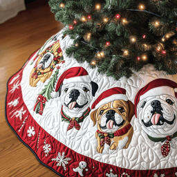 Festive English Bulldog Quilted Tree Skirt Meaningful Anniversary Gift Merch