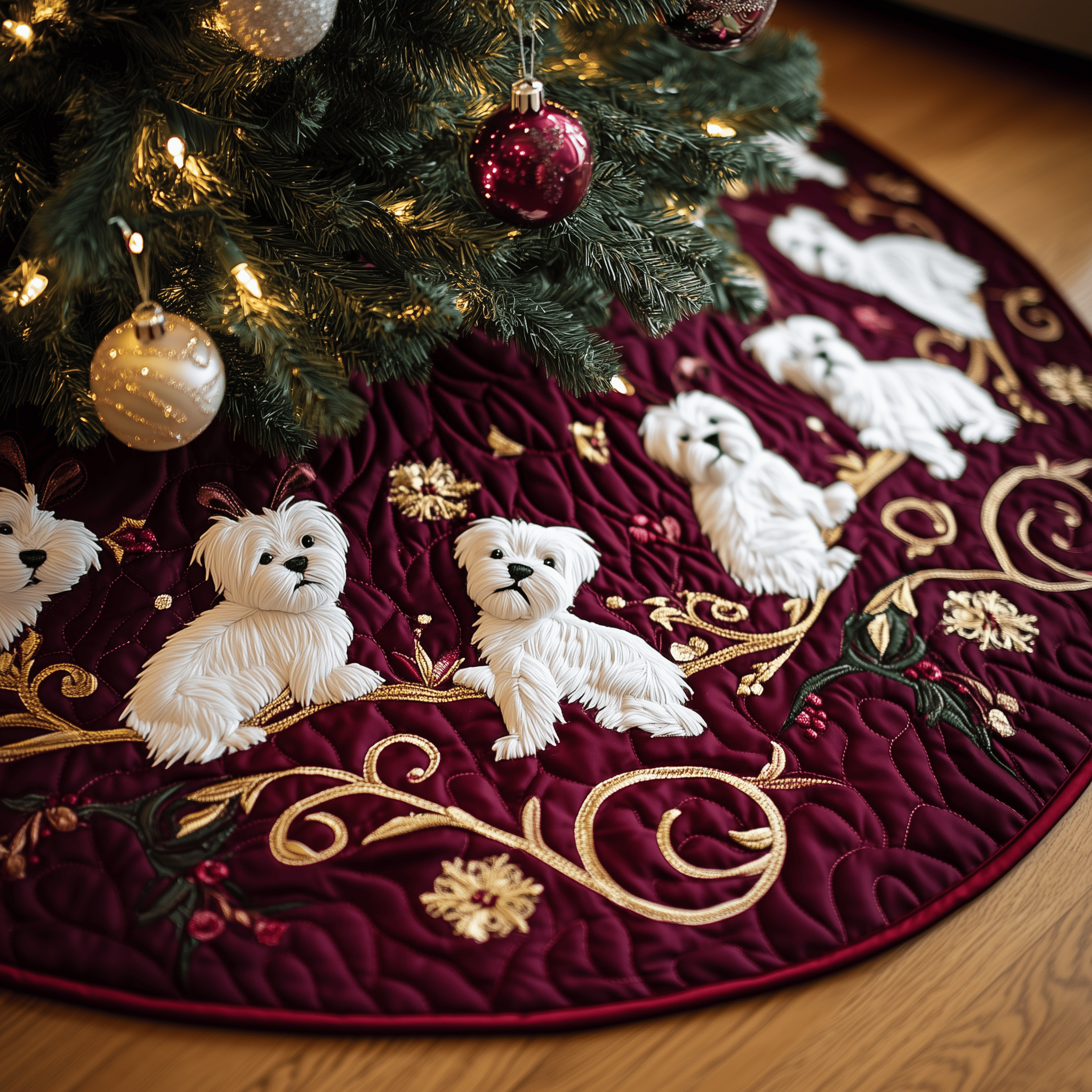 West Highland Terrie Quilted Tree Skirt Thoughtful Valentine�s Day Gift Merch