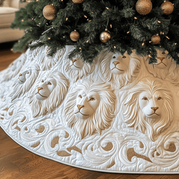Majestic Lion Quilted Tree Skirt Heartwarming Family Gathering Merch