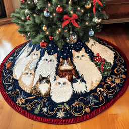 Festive Cat Quilted Tree Skirt Lovely Mother�s Day Gift Merch