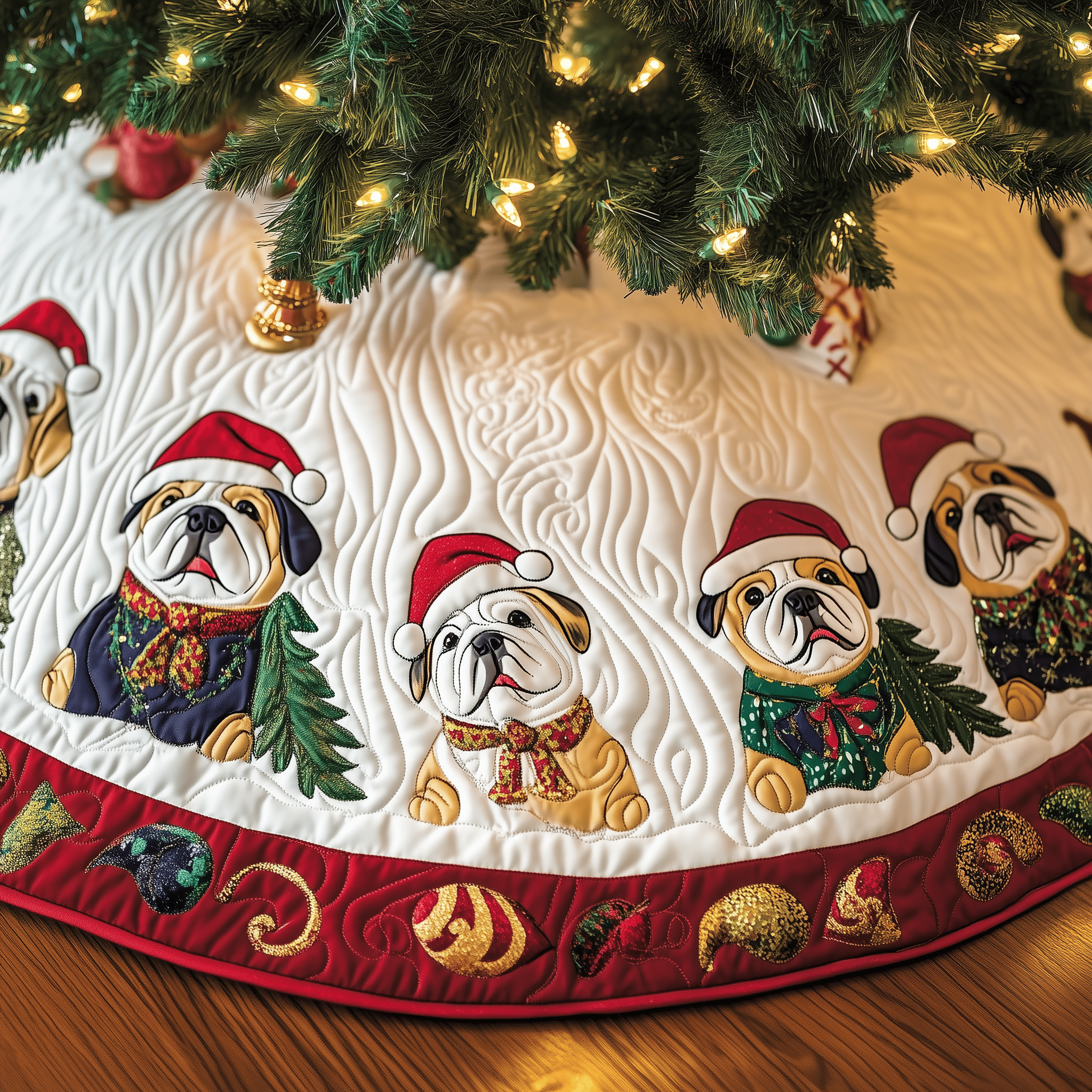 Festive English Bulldog Quilted Tree Skirt Memorable Graduation Gift Merch