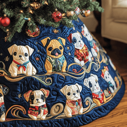 Festive French Bulldog Quilted Tree Skirt Perfect Tree Skirt Decoration Merch