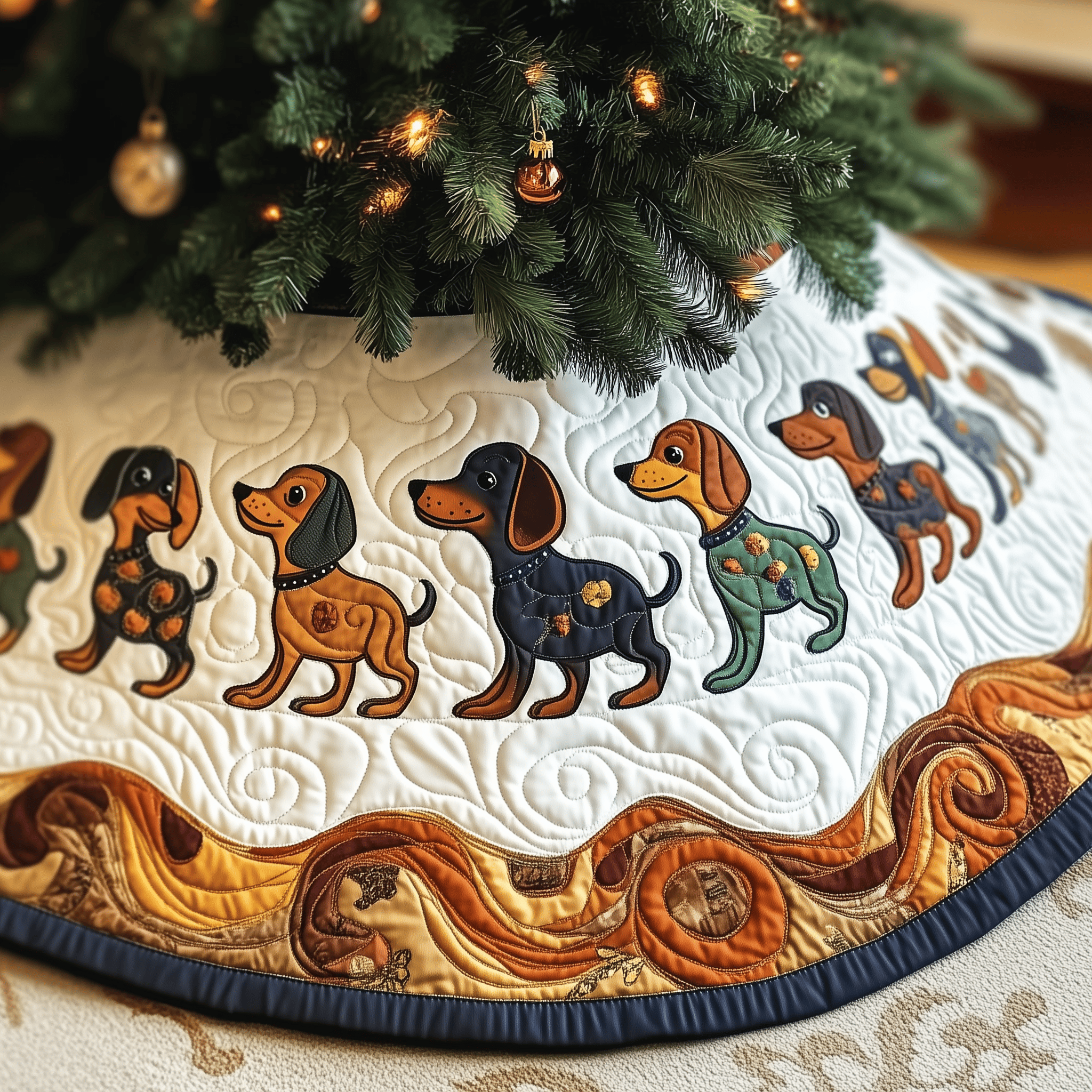 Festive Dachshund Quilted Tree Skirt Festive Tree Skirt Gift Choice