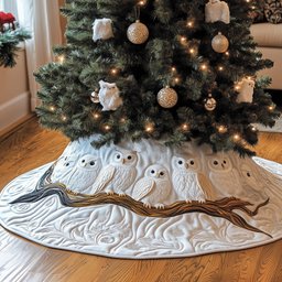 Winter Owl Quilted Tree Skirt Lovely Mother�s Day Gift Merch