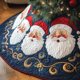 Santa Claus Quilted Tree Skirt Joyful Holiday Season Gift Merch