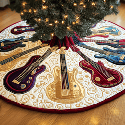 Guitar Bass Quilted Tree Skirt Charming Thanksgiving Gift Merch