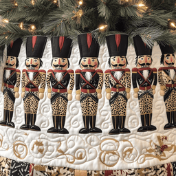Festive Leopard Nutcracker Quilted Tree Skirt Beautiful Christmas Tree Skirt Merch