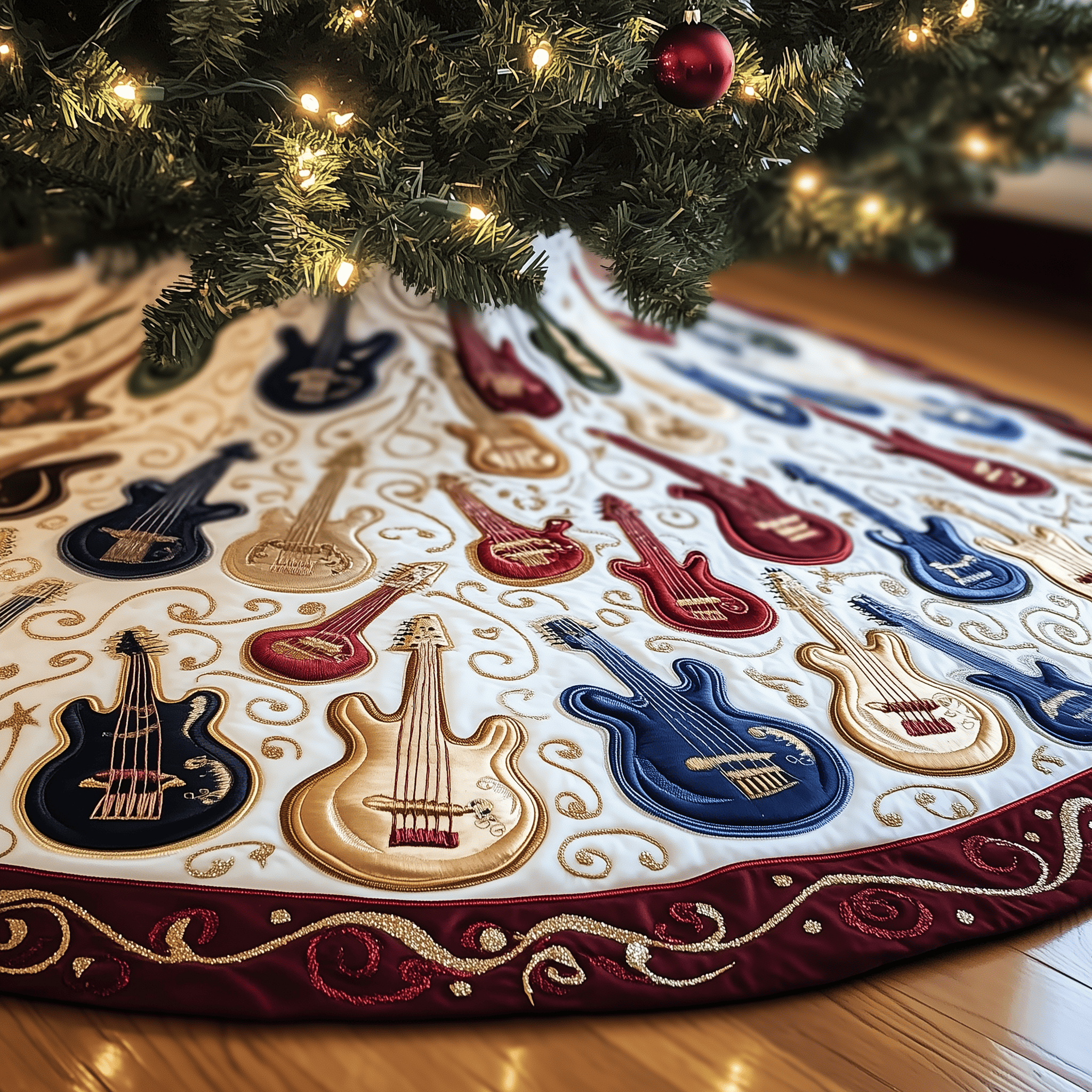 Guitar Bass Quilted Tree Skirt Adorable Easter Gift Merch