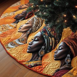 Golden Glow Quilted Tree Skirt Thoughtful Gift Merch For Dad