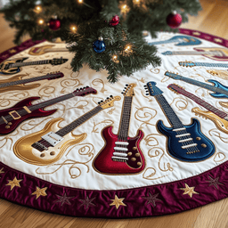 Swirls Guitar Quilted Tree Skirt Must-Have Holiday Decor Merch