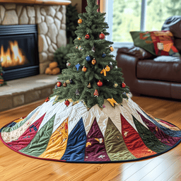 Holiday Tree Christmas Quilted Tree Skirt Lovely Gift Merch For Couples