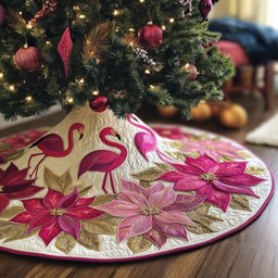 Poinsettia Bliss Quilted Tree Skirt Memorable Graduation Gift Merch