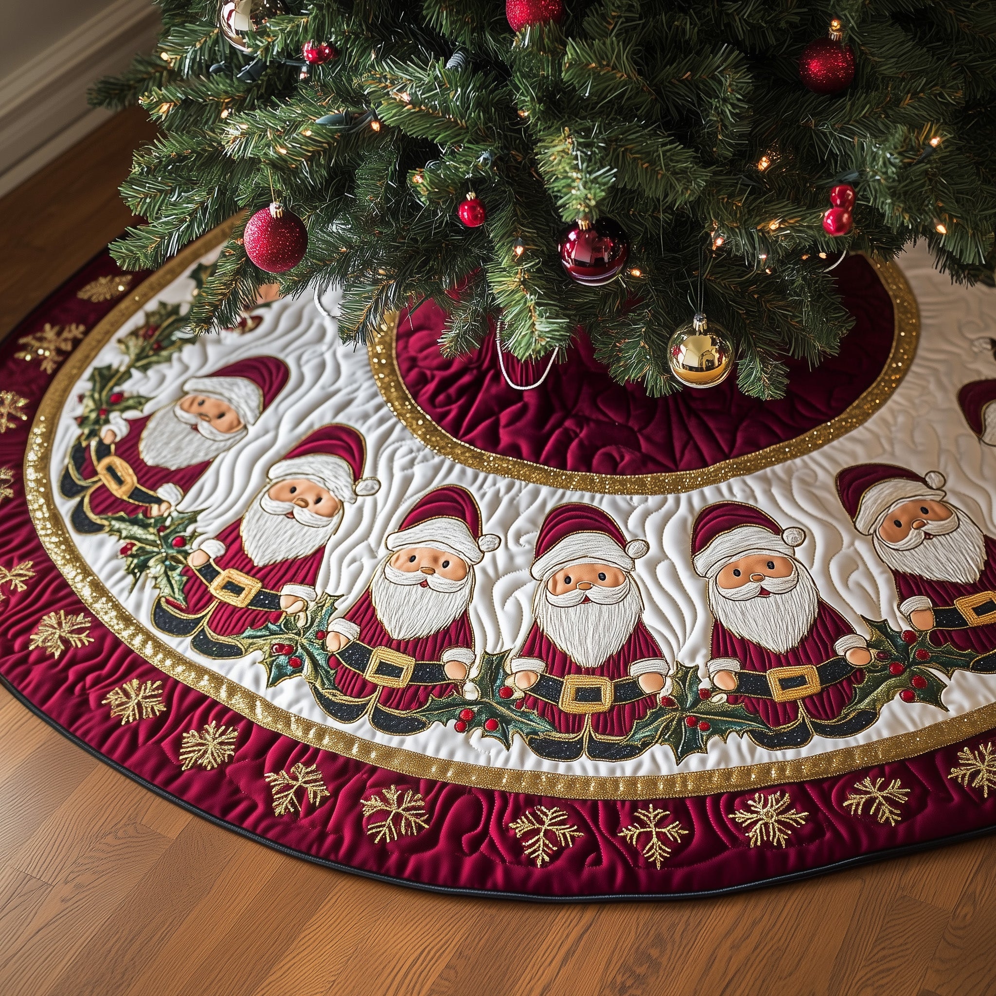 Jolly Santa Quilted Tree Skirt Perfect Tree Skirt Decoration Merch