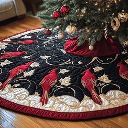 Red Cardinal Quilted Tree Skirt Unique Gift Merch For Friends