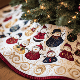 Jolly Snowman Quilted Tree Skirt Adorable Easter Gift Merch