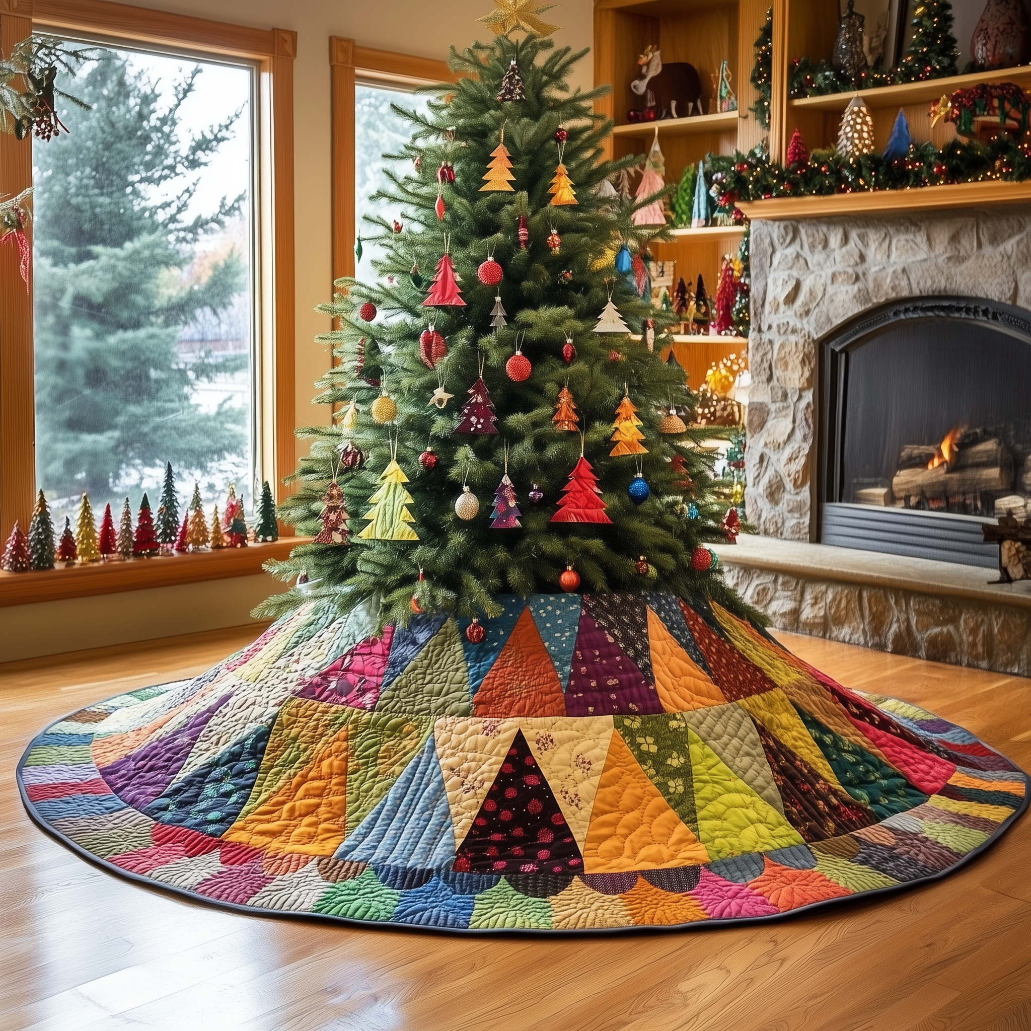 Holiday Tree Christmas Quilted Tree Skirt Thoughtful Gift Merch For Dad(1)