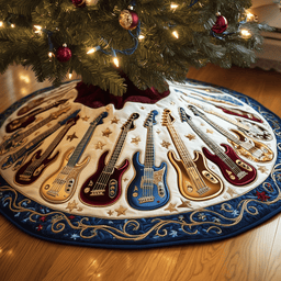 Guitar Bass Quilted Tree Skirt Heartfelt Gift Merch For Mom