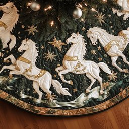 Yuletide Ride Quilted Tree Skirt Magical Christmas Spirit Merch