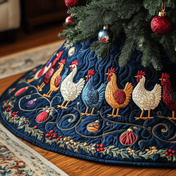 Festive Chicken Quilted Tree Skirt Must-Have Holiday Decor Merch