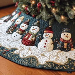 Festive Snowman Quilted Tree Skirt Heartwarming Father�s Day Gift Merch