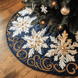 Snowflake Quilted Tree Skirt Perfect Gift Merch For Her