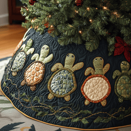 Turtle Quilted Tree Skirt Lovely Gift Merch For Couples