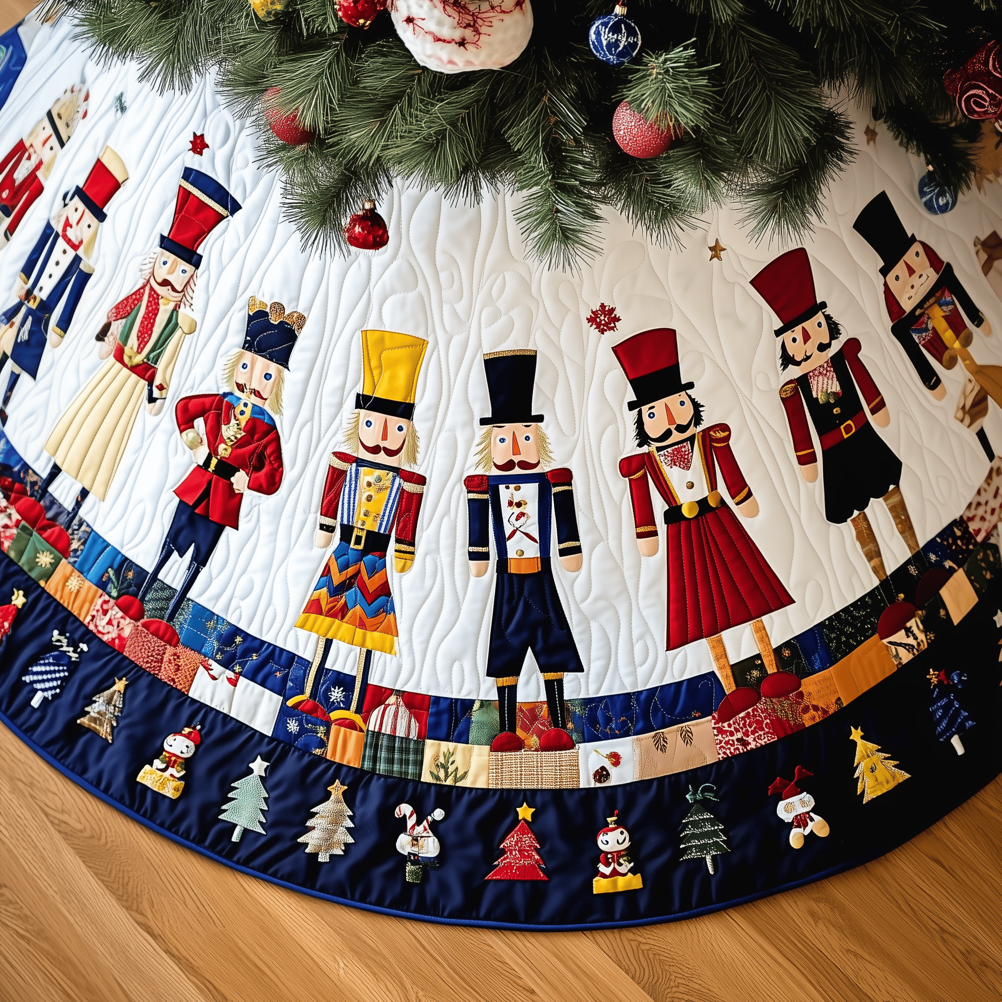 Nutcracker Quilted Tree Skirt Charming Thanksgiving Gift Merch