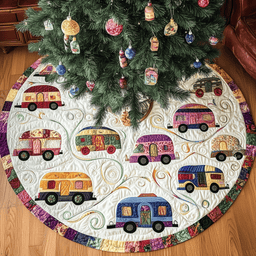 Whimsical Caravans Quilted Tree Skirt Lovely Gift Merch For Couples