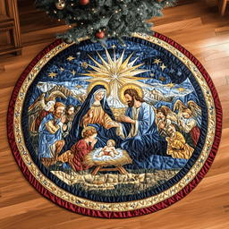Nativity Blessing Quilted Tree Skirt Charming Thanksgiving Gift Merch