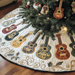 Festive Vintage Ukulele Quilted Tree Skirt Best New Year Gift Merch