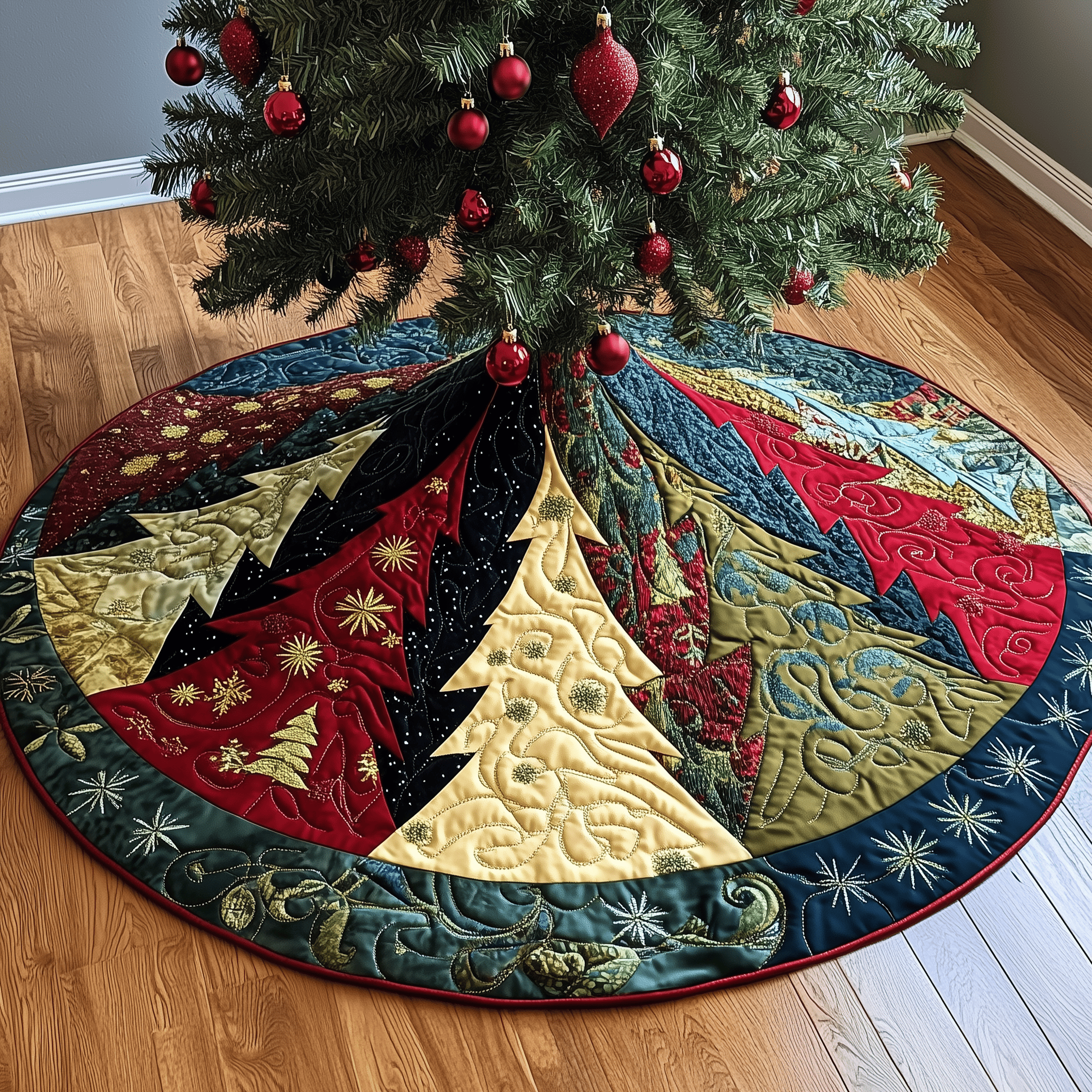 Festive Tree Christmas Quilted Tree Skirt Meaningful Anniversary Gift Merch
