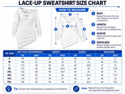 Lace-Up Sweatshirt Size Chart