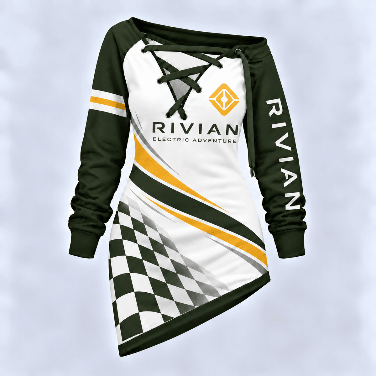 Rivian Motorsport Checkered Flag Lace-Up Sweatshirt