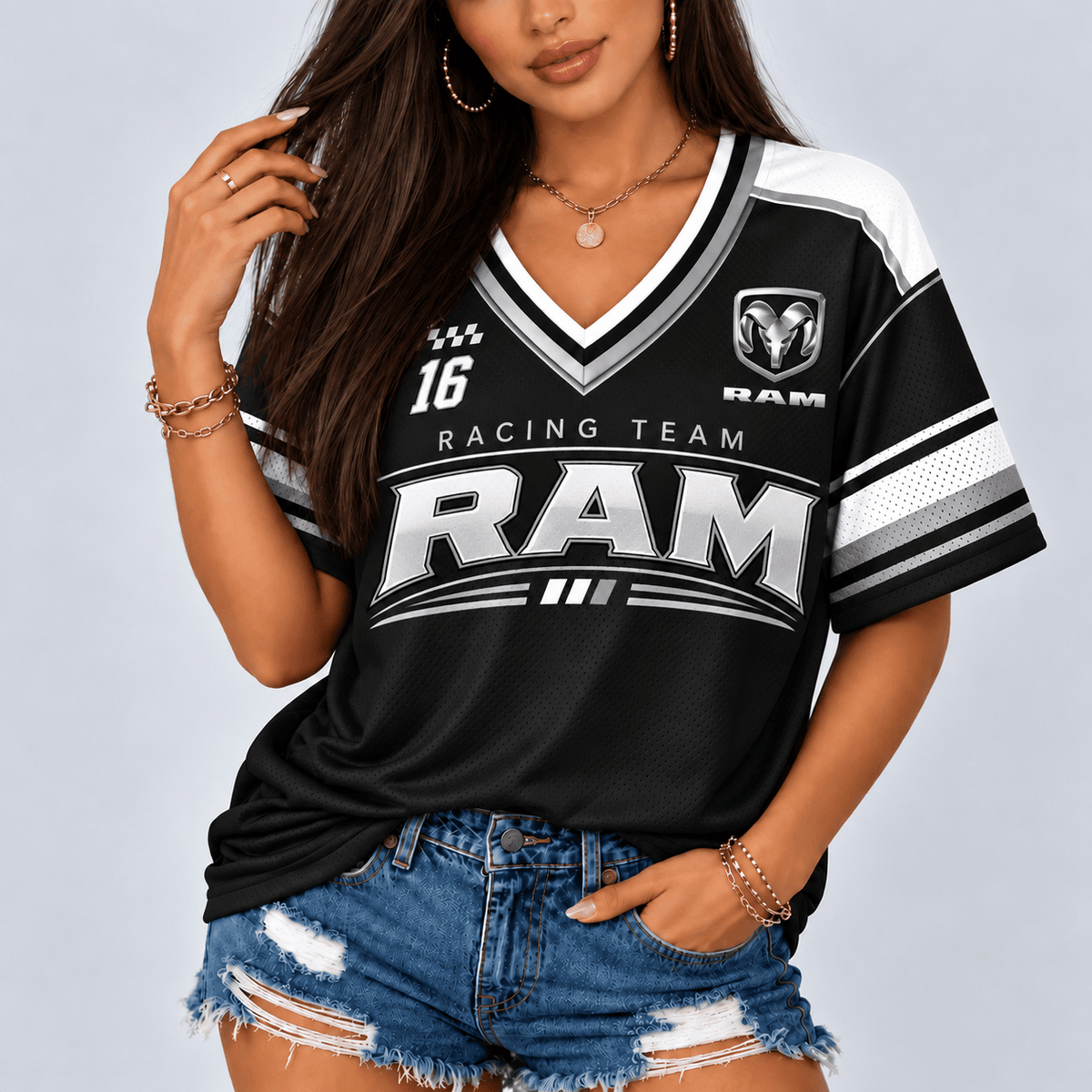 RAM Racing Team Heritage Stripe V-Neck Shirt