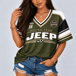 Jeep Racing Team Heritage Stripe V-Neck Shirt