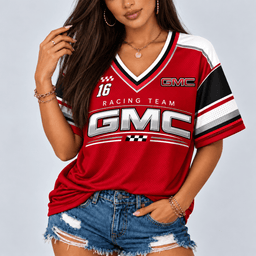 GMC Racing Team Heritage Stripe V-Neck Shirt