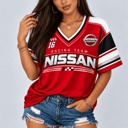 Nissan Racing Team Heritage Stripe V-Neck Shirt