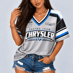 Chrysler Racing Team Heritage Stripe V-Neck Shirt