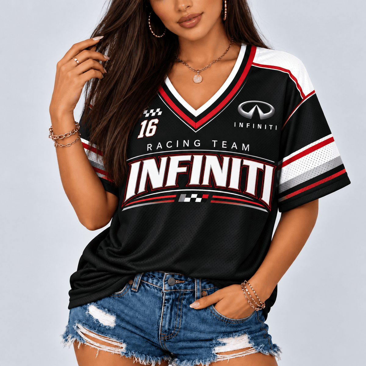 Infiniti Racing Team Heritage Stripe V-Neck Shirt