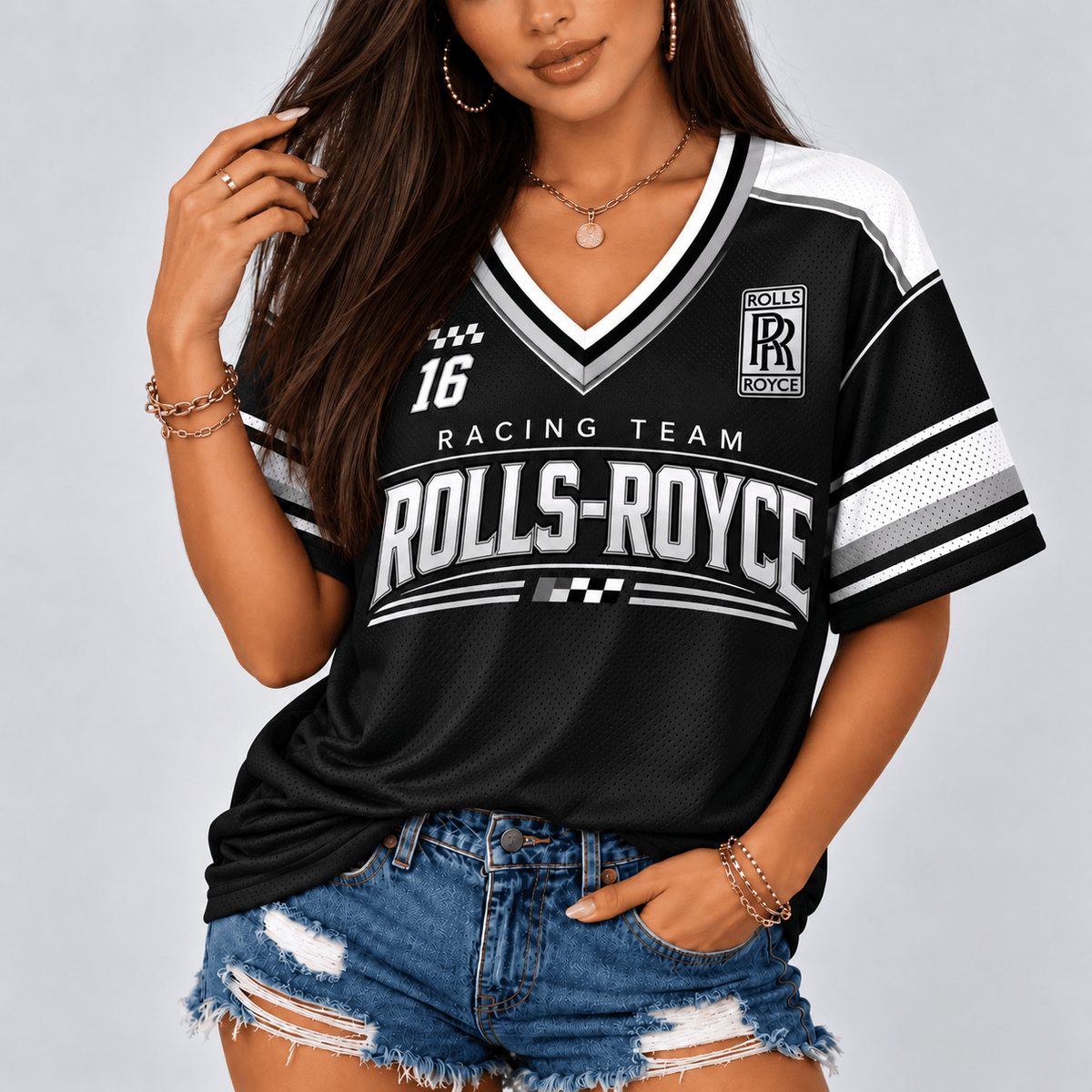 Rolls-Royce Racing Team Heritage Stripe V-Neck Shirt
