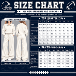 Quarter-Zip and Pants Size Chart