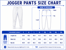Cadillac | Premium Heritage Jogger Pants TD size chart