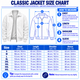 Mini | Premium Personalized Classic Jacket TD size chart