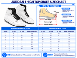 Genesis | Premium Signature Logo Air Jordan 1 TD size chart