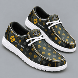 Rivian Premium Men's Luxury Geometric Monogram Pattern Hey Dude Style Casual Slip-On Loafers Lightweight Comfort Walking Shoes NDN cover