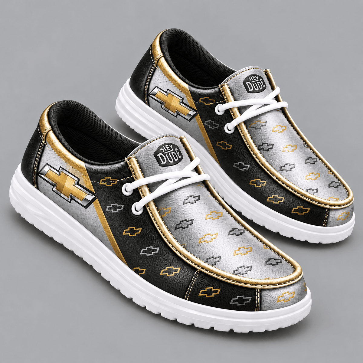 Chevrolet Premium Men's Luxury Geometric Monogram Pattern Hey Dude Style Casual Slip-On Loafers Lightweight Comfort Walking Shoes NDN cover